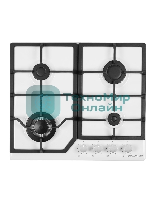 Газовая варочная панель Maunfeld EGHE.64.43CW/G, 4 конфорки, эмалированная сталь, белый