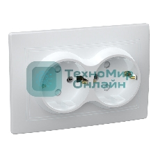 Розетка силовая IEK ERK21-K01-16-DM РСш12-3-КБ 2 местн. c з/к с защ.штор. 16А КВАРТА (белый)