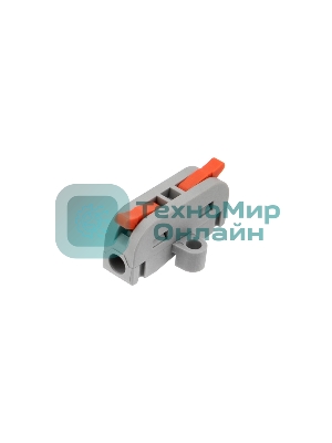 Клемма соединительная Rexant многоразовая проходная 1 полюс, с монтажной площадкой (0,08-4 мм²), серая (50 шт./уп.)