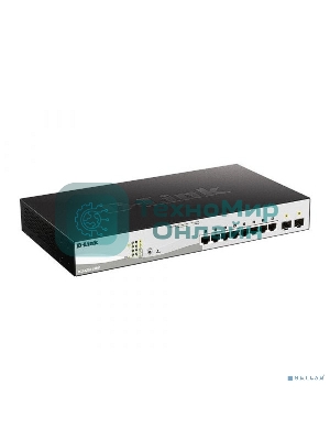 Коммутатор D-Link DGS-1210-10MP/F3A Smart L2 Switch 8х1000Base-T PoE, 2х1000Base-X SFP, PoE Budget 130W, Compact CLI