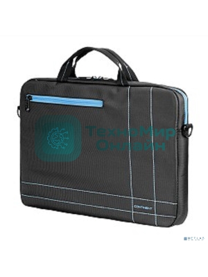 Сумка для ноутбука Сумка Continent CC-201 Gb,(нейлон, серый с голубой отстрочкой, 15,6'')