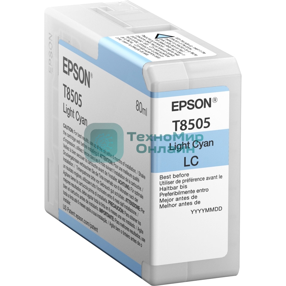 Картридж струйный Epson T8505 светло-голубой (80 мл.) для SureColor SC-P800