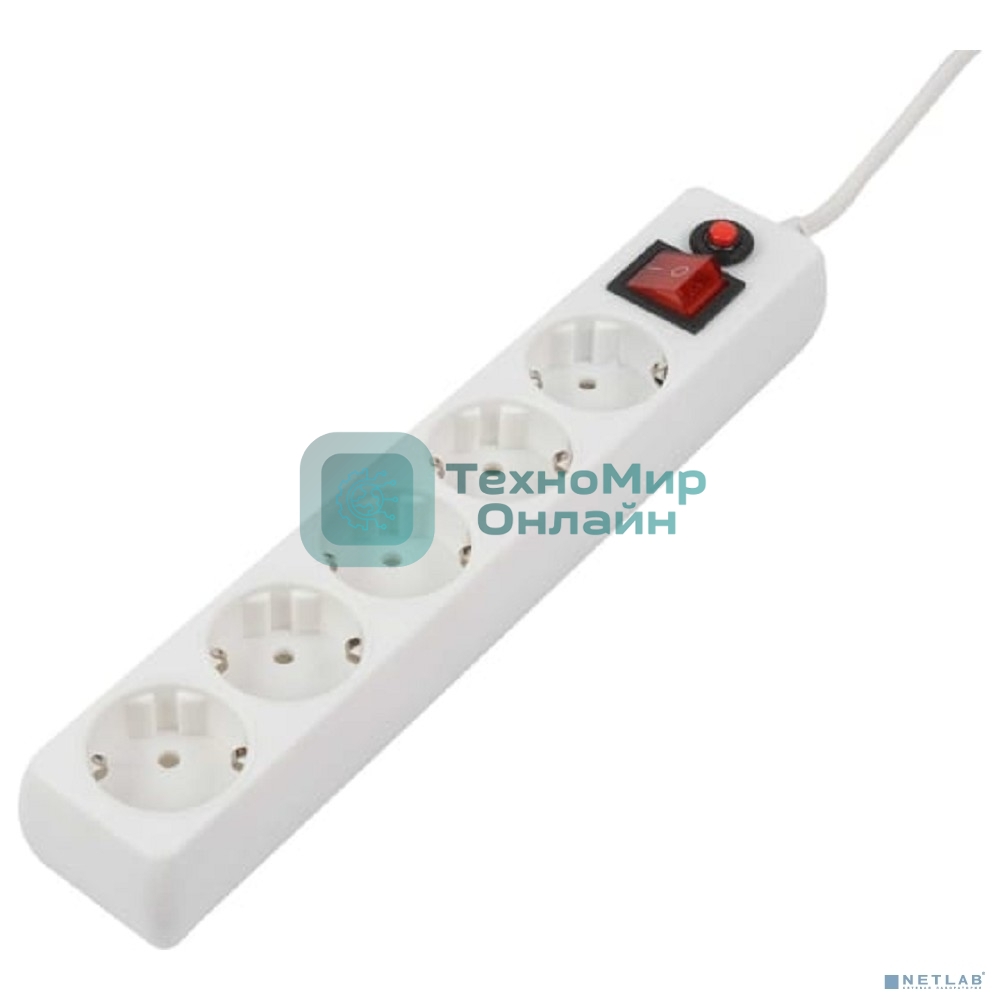 Сетевой фильтр Filum FL-SP3-5-1.8M, 1.8 м.,белый, 2200 Вт., 5 розеток, упаковка- коробка 00-01057164