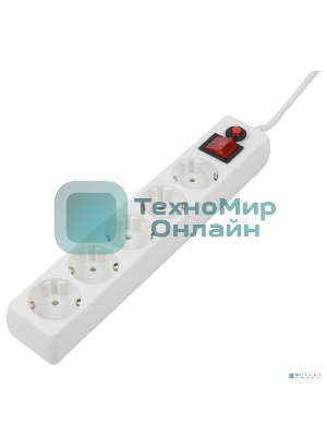 Сетевой фильтр Filum FL-SP3-5-1.8M, 1.8 м.,белый, 2200 Вт., 5 розеток, упаковка- коробка 00-01057164