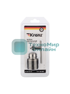Патрон сверлильный Kranz с ключом для сверл 1.5-13.0мм 1/2-20UNF