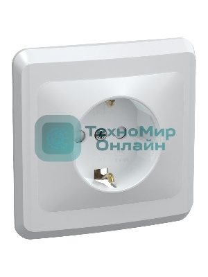 Розетка 1-м СП Вега РСш10-3-ВБ с заземл. контактом и защ. штор 16А бел. IEK ERV14-K01-16-DM