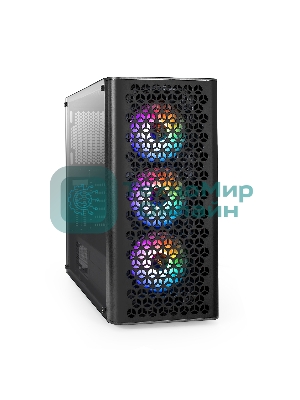 Компьютерный корпус Miditower ExeGate EVO-9202 (ATX, без БП, с окном, 1*USB+1*USB 3.0, аудио, 3 вент. 12см с RGb подсветкой)