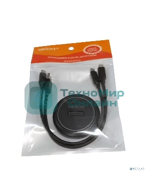 Адаптер ORIENT UHD-524LED, USB 3.2 Gen2 (USB 3.1) док-станция для SSD M.2 M-key NVMe (JMS581DL, поддержка UASP,TRIM), скорость до 10 GB/s, два кабеля подключения USB Type-A + Type-C, подсветка корпуса (33405)