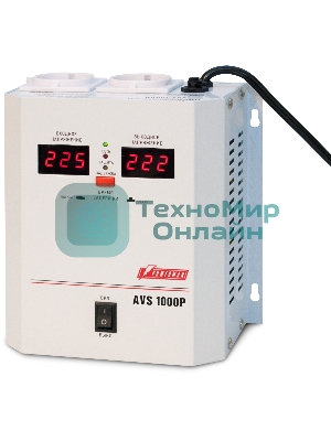 Стабилизатор напряжения Powerman AVS 1000P White (1000ВА,8А,КПД 98%, циф. индикация вх./вых. напряж.)