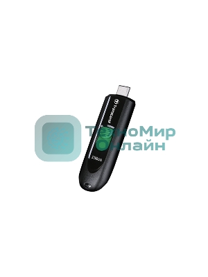 Флешка USB Transcend JetFlash 790С (TS256GJF790C), 256Gb, USB 3.0 Type-C, R/W 90/60, черный/зеленый