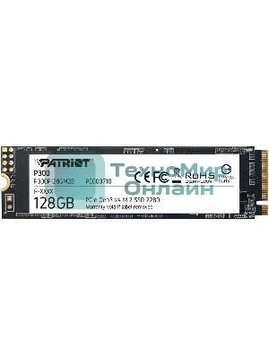 Накопитель SSD Patriot P300, 128Gb, PCIe 3.0 x4, M.2 2280, NVMe, R/W 1600/600