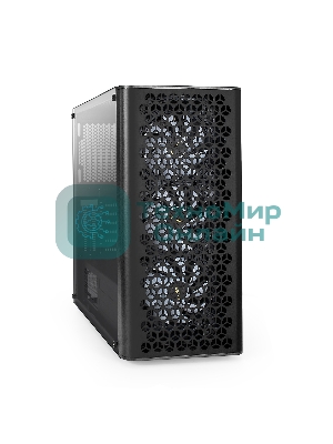 Компьютерный корпус Miditower ExeGate EVO-9202 (ATX, без БП, с окном, 1*USB+1*USB 3.0, аудио, 3 вент. 12см с RGb подсветкой)