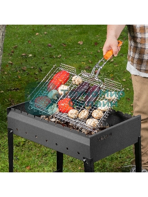 Решетка гриль Camping Palisad 315х410х70 мм объемная хромир.