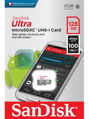 Флеш карта microSD 128Gb SanDisk microSDXC Class 10 Ultra UHS-I A1 140Mb/s