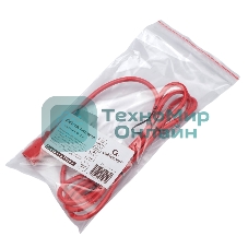 Кабель питания Cablexpert PC-189-VDE-R-1.8M, C13-С14, 3x0.75мм2, 10A, с заземлением, медь, 1.8м, красный, пакет