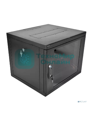 Шкаф коммутационный ЦМО (ШРН-9.350-9005) настенный 9U 600x350 мм пер. дв. стекл 200 кг черный 300 мм 180 град.