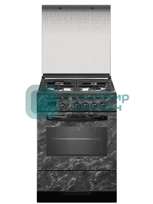 Плита газовая Gefest ПГ 6300-03 0053 мрамор черный, конфорок 4 шт, духовка 52 л, 60 см x 85 см x 60 см
