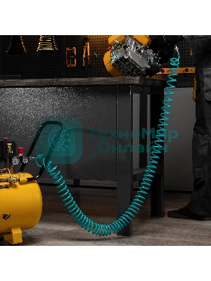 Полиуретановый спиральный шланг профессиональный Stels BASF, 10 м, с быстросъемными соединениями