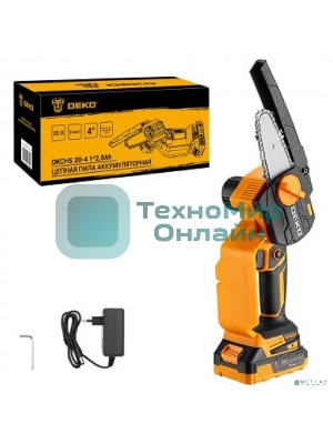 Пила цепная аккумуляторная DEKO DKCHS 20-4 [063-4480] 20В, 1x2.0А·ч