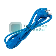 Кабель питания Cablexpert PC-186-VDE-B-1.8M, Schuko-C13, 3x0.75мм2, 10A, с заземлением, медь, 1.8м, синий, пакет