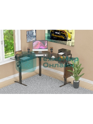 Стол компьютерный Cactus угловой подъемный столешница МДФ черный каркас черный 1600х1400х720х1180 мм (CS-EDXL-BBK)