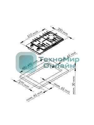 Газовая варочная панель Kuppersberg TG 38 B