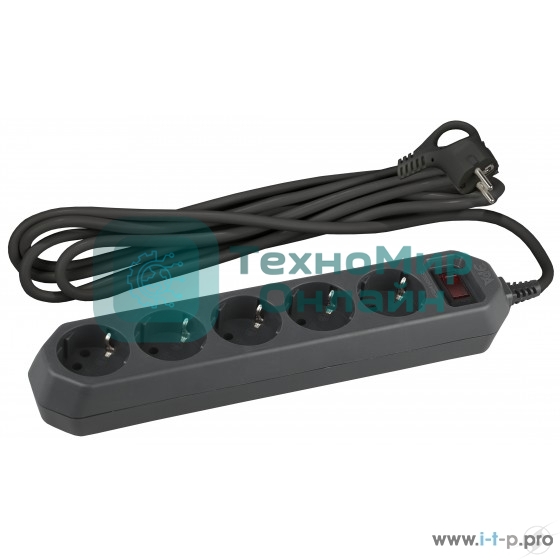 Сетевой фильтр ЭРА USF-5es-3m-B, 3 м, черный