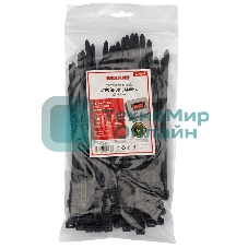 Хомут-стяжкa нейлоновая с тройным замком Rexant 200x7,5 мм, черная, упаковка 100 шт.