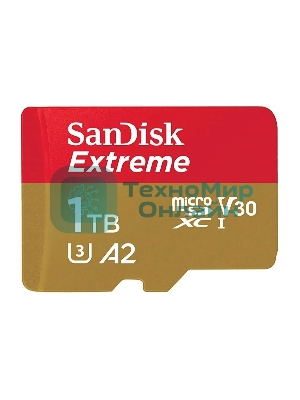 Флеш карта microSDXC SanDis 1024GBEXTREME Class 10, UHS-I, W130, R 190 МБ/с, без адаптера на SD