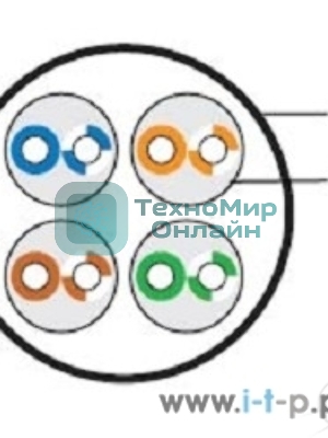Кабель Rexant витая пара, U/UTP, категория 6, 4 x 2 x 0,57 мм, PVC, внутреннний, синий, 305м
