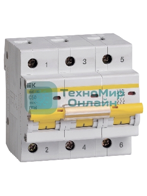 Выключатель автоматический IEK MVA40-3-050-C ВА 47-100 3Р 50А 10 кА х-ка С IEK