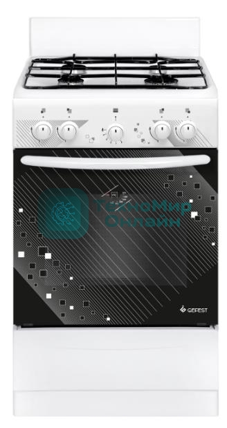 Плита газовая Gefest ПГ 5100 0017 белый конфорок - 4 шт, духовка - 52 л, 50 см x 85 см x 58.5 см