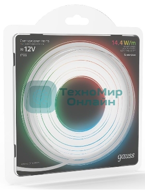 Лента светодиодная LED Gauss 5050 -SMD 14.4W 12V DC RGb IP66 (блистер 5м)