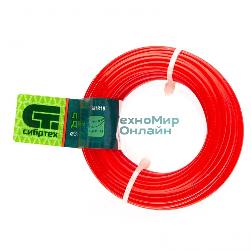 Леска для триммера СИБРТЕХ квадратная, 3,0 мм х 10 м, Россия 961815