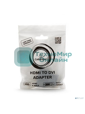 Переходник Gembird Переходник HDMI-DVI 19M/25F, золотые разъемы, пакет