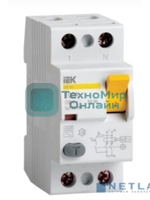 Выключатель дифференциального тока (УЗО) 2п 32А 30мА тип AC ВД1-63 IEK MDV10-2-032-030