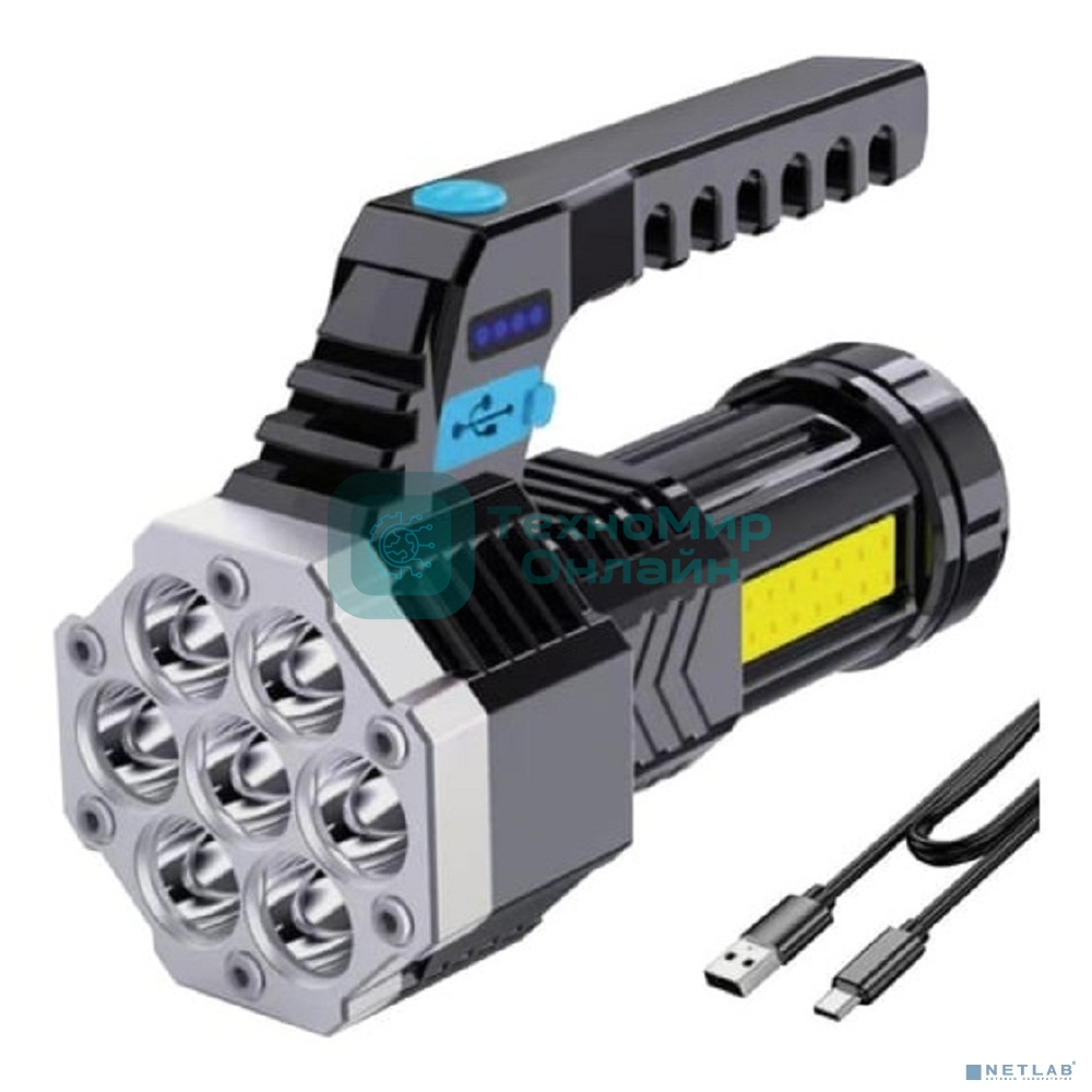 Фонарь Ultraflash LED53404 (фонарь акк 4В, черный, 7LED+COB, 3 Вт, 4 реж, USB, бокс са)