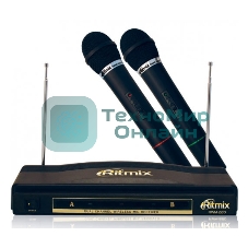 Микрофон радио Ritmix RWM-220 черный беспроводные 2 шт в комплекте