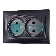 Розетка 2-м СП Мира 16А IP20 без заземл. со вставкой керамика черный бархат LEZARD 701-4242-128