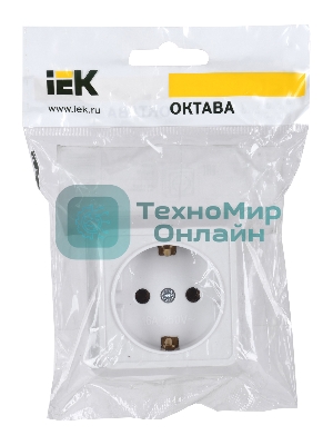 Розетка IEK ERO11-K01-16-DC РС20-3-ОБ 1местн. c з/к 16А откр.уст. ОКТАВА (белый)