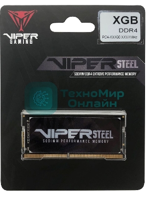 Оперативная память Patriot Steel Series, DDR4, 16GB (1x16 GB), 3200 MHz, CL22, радиатор, черный, SO-DIMM