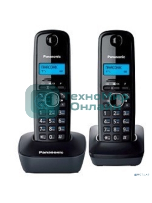 Телефон беспроводной (DECT) Panasonic KX-TG1612RUH (серый) Доп трубка в комплекте,АОН, Caller ID,12 мелодий звонка,поиск трубки