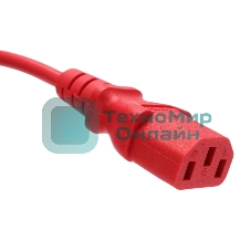Кабель питания Cablexpert PC-186-VDE-R-1.8M, Schuko-C13, 3x0.75мм2, 10A, с заземлением, медь, 1.8м, красный, пакет