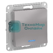 Механизм выключателя 1-кл. AtlasDesign с подсветкой (сх.1а) 10АХ алюм. SchE ATN000313