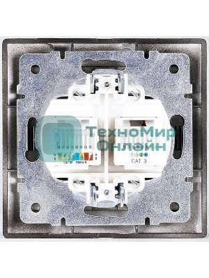Розетка 2-м СП Мира 16А IP20 без заземл. со вставкой керамика черный бархат LEZARD 701-4242-128