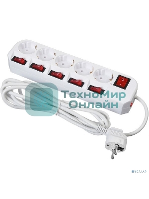 Сетевой фильтр Buro 500SH-3-SW-W 3 м, 5 розеток, белый, коробка