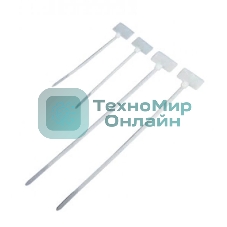 Стяжка пластиковая нейлоновая с площадкой для маркировки 3,6х205 мм, белый, 100 шт