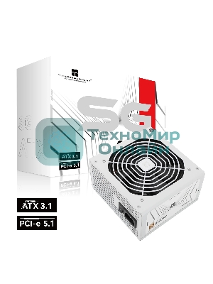 Блок питания Thermalright, 850W 80+ Gold (ATX, 3.1, PCIe 5.1, Non-modular, 1x24(20+4)pin, 1xCPU 8(4+4)pin, 2xPCIe*2 8(6+2)pin, 5xSATA3, 1x12+4pin (12VHPWR PCIe 5.1 12+4pin 600mm), 3xMOLEX4pin, Active, 120x120мм, 150x140x86mm, APFC, white)