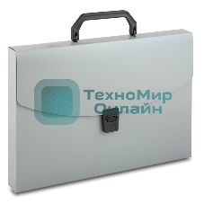 Папка-портфель Бюрократ -BPP01GREY 1 отделение, A4, пластик, 0.7мм, серый