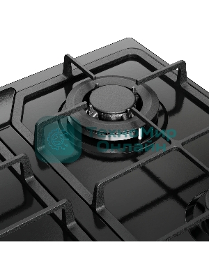 Газовая варочная панель MONSHER, газ, High-Tech, 58 см, автоматический электроподжиг, газ-контроль, форсунки под сжиженый газ, SABAF конфорки, чугунные решетки, черный